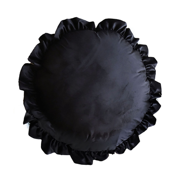 45cm Butterfly Black Vintage Lotus Leaf Edge Round Throw Pillow image