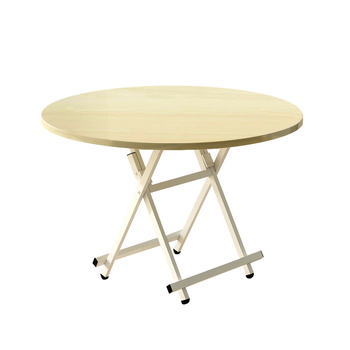 Maple Grain Dining Table Portable Round Surface Space Saving Folding Desk Home Decor image