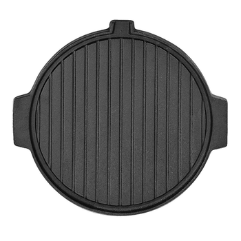 30CM Round Cast Iron Korean BBQ Grill Plate with Handles and Drip Lip image