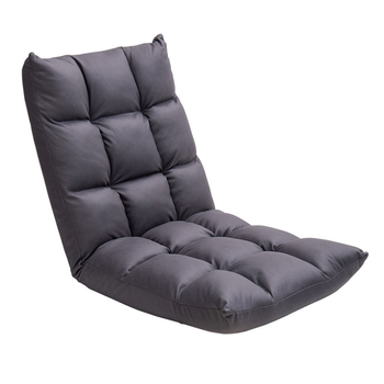 Grey Lounge Floor Recliner Adjustable Gaming Sofa Bed Foldable Indoor Outdoor Backrest Seat Home Office Decor image