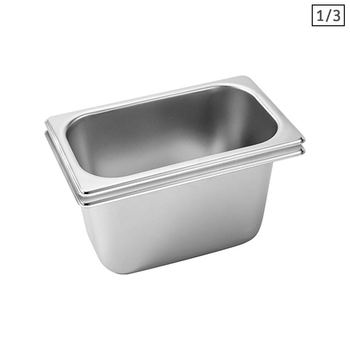 2X Gastronorm GN Pan Full Size 1/3 GN Pan 15cm Deep Stainless Steel Tray image