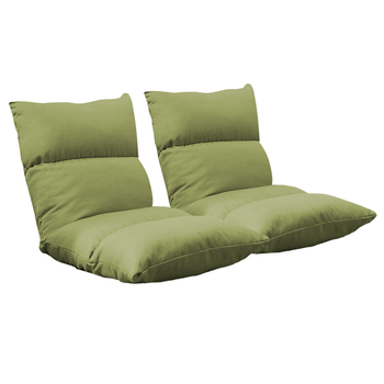 2X Lounge Floor Recliner Adjustable Lazy Sofa Bed Folding Game Chair Yellow Green image