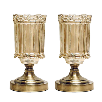 2X 25cm Transparent Glass Flower Vase with Metal Base Filler Vase image