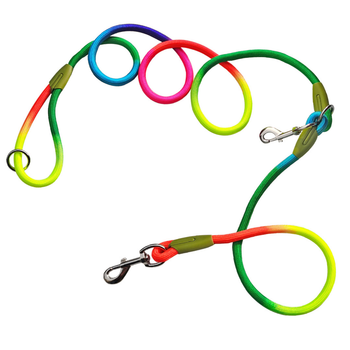 220cm Multifunction Hands-Free Rope Pet Cat Dog Puppy Double Ended Leash for Walking Training Tracking Obedience Rainbow image