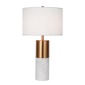 60cm White Marble Bedside Modern Desk Table Lamp Living Room Shade with Cylinder Base image