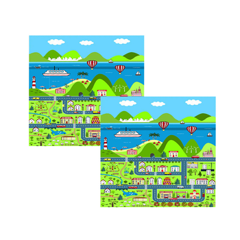 2X 120cm Kids Rug Street Map Play Mat, Educational Baby Theme Park Area Rugs image