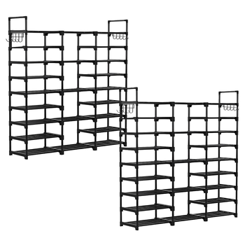 2X 21-Shelf Tier Shoe Storage Shelf Space-Saving Caddy Rack Organiser with Handle image
