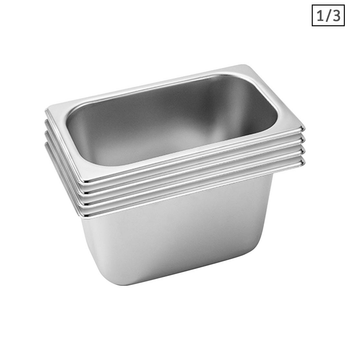 4X Gastronorm GN Pan Full Size 1/3 GN Pan 15cm Deep Stainless Steel Tray image