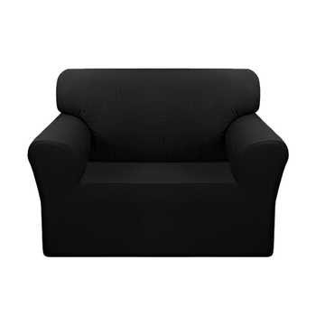 1-Seater Black Sofa Cover Couch Protector High Stretch Lounge Slipcover Home Decor image