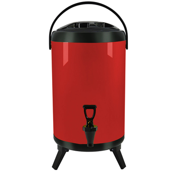 10L Stainless Steel Insulated Milk Tea Barrel Hot and Cold Beverage Dispenser Container with Faucet Red image
