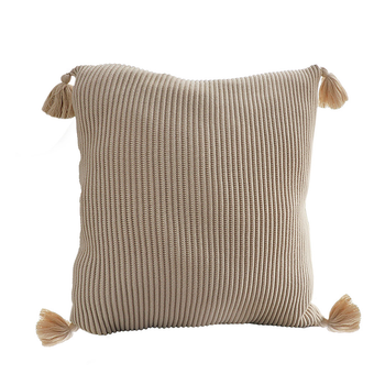 45cm Off-White Wabi-Sabi Raised Pillow Cotton Striped Large Tassel Square Throw Pillow image