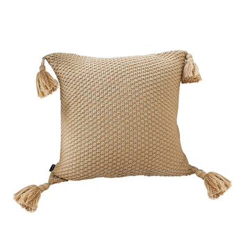 50CM Light Brown Pillow with Tassel Accents, Rizzy Transitional Cover Throw Pillow image