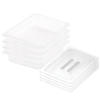 65mm Clear Gastronorm GN Pan 1/2 Food Tray Storage Bundle of 4 with Lid image