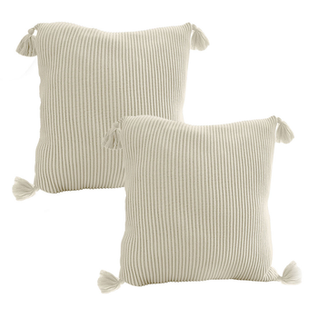 45cm Khaki Wabi-Sabi Thickened Cotton Tassel Square Throw Pillow image