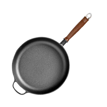 29cm Round Cast Iron Frying Pan Skillet Steak Sizzle Platter with Helper Handle image