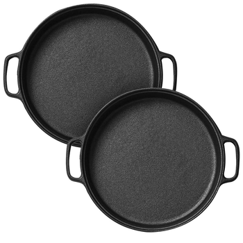 2X Cast Iron 30cm Frying Pan Skillet Coating Steak Sizzle Platter image