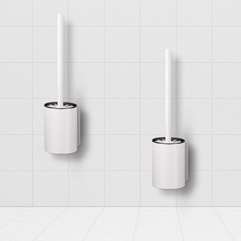 2X 27cm Wall-Mounted Toilet Brush with Holder Bathroom Cleaning Scrub White image