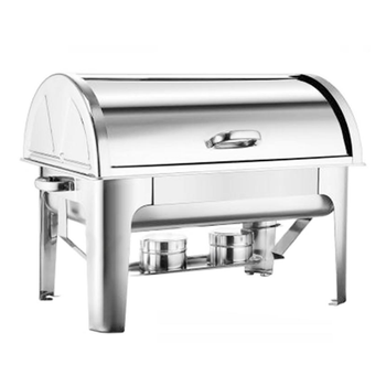 4.5L Dual Tray Stainless Steel Roll Top Chafing Dish Food Warmer image