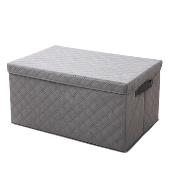 Small Grey Non-Woven Diamond Quilt Grid Fabric Storage/Organizer Box image