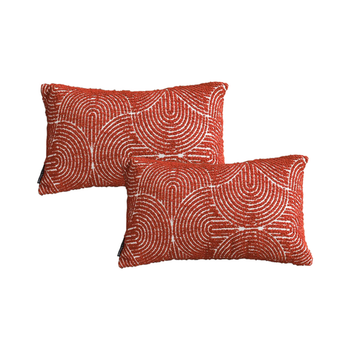 2X 30cm Cinnabar Pillow Perfect Burnt Indoor/Outdoor Corded Throw Orange Set Lumbar Throw Pillow image