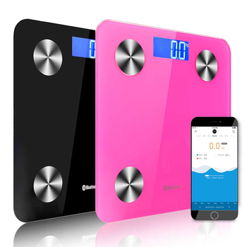 2X Wireless Bluetooth Digital Body Fat Scale Bathroom Health Analyser Weight Black/Pink image