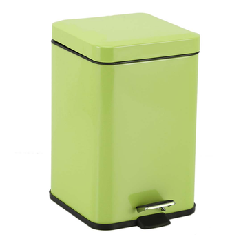 Foot Pedal Stainless Steel Rubbish Recycling Garbage Waste Trash Bin Square 12L Green image