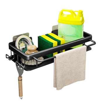 34cm Kitchen Sink Storage Organiser Space Saving Adhesive Shelf Rack image