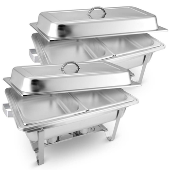 2X 4.5L Dual Tray Stainless Steel Chafing Food Warmer Catering Dish image