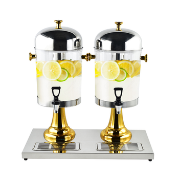 16L Dual Stainless Steel Dispenser Beverage Juicer Transparent Commercial Drink Container Jug image