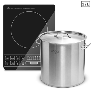 Electric Smart Induction Cooktop and 17L Stainless Steel Stockpot 28cm Stock Pot image
