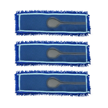 3X 100x22 Blue Microfiber Flat Mop Floor Cleaning Pads Rotating Dust Remover image