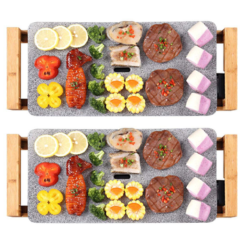 2X Electric Ceramic BBQ Grill Non-stick Surface Hot Plate for Indoor & Outdoor Stone image