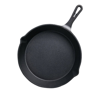 26cm Round Cast Iron Frying Pan Skillet Steak Sizzle Platter with Handle image