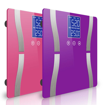 2X Digital Body Fat Scale Bathroom Scales Weight Gym Glass Water LCD Purple/Pink image