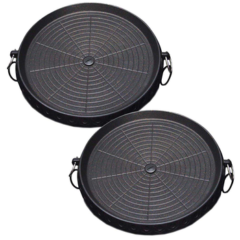 2X Portable Korean BBQ Butane Gas Stove Stone Grill Plate Non Stick Coated Round image