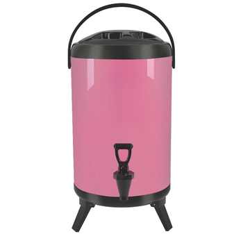 18L Stainless Steel Insulated Milk Tea Barrel Hot and Cold Beverage Dispenser Container with Faucet Pink image