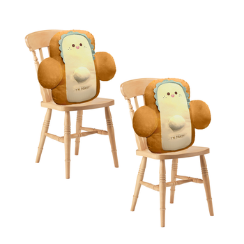 2X 48cm Cute Face Toast Bread Cushion Stuffed Car Seat Plush Cartoon Back Support Pillow Home Decor image