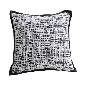 45cm Vintage Leopard Print Sofa Black & White Grid Wide Edge Square Throw Pillow image