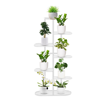 7 Tier 8 Pots White Metal Plant Rack Flowerpot Storage Display Stand Holder Home Garden Decor image