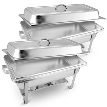 2X 9L Stainless Steel Chafing Food Warmer Catering Dish Full Size image