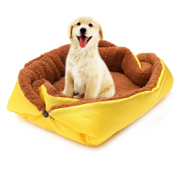 Yellow Dual-purpose Cushion Nest Cat Dog Bed Warm Plush Kennel Mat Pet Home Travel Essentials image