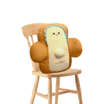 48cm Cute Face Toast Bread Cushion Stuffed Car Seat Plush Cartoon Back Support Pillow Home Decor image