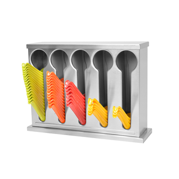 Stainless Steel Buffet Restaurant Spoon Utensil Holder Storage Rack 5 Holes image