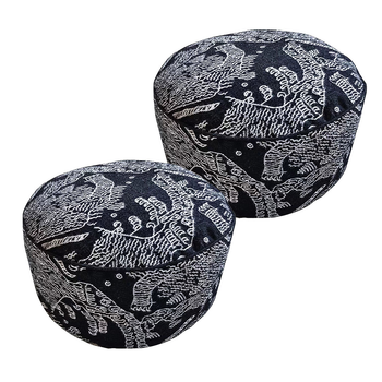 2X 50x30CM Black Round Soft Pouffe Seat Cushion Elegant Home Accent D?cor Stylish Footstool image