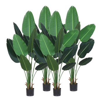 4X 180cm Artificial Bird of Paradise Plants Fake Tropical Palm Tree with 10 in Pot and Woven Seagrass Belly, Home Decor image