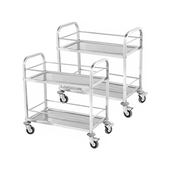 2X 2 Tier 85x45x90cm Stainless Steel Drink Wine Food Utility Cart Medium image