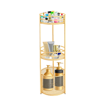 3 Tier Bathroom Freestanding Storage Shelf Multifunctional Display Rack Organiser with Basket image