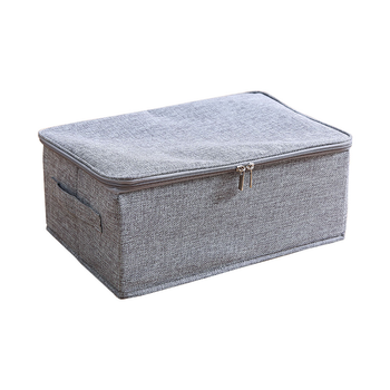Grey Small Portable Double Zipper Storage Box Moisture Proof Clothes Basket Foldable Home Organiser image