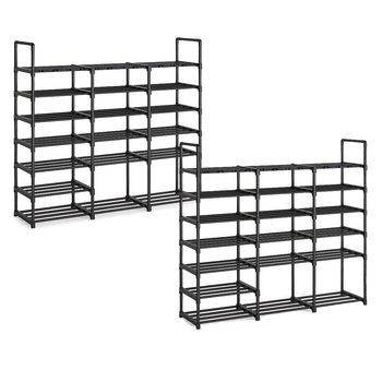 2X 19-Shelf Tier Shoe Storage Shelf Space-Saving Caddy Rack Organiser with Handle image