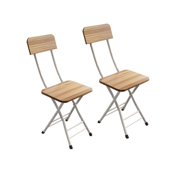 Oak Grain Foldable Chair Space Saving Lightweight Portable Stylish Seat Home Decor Set of 2 image